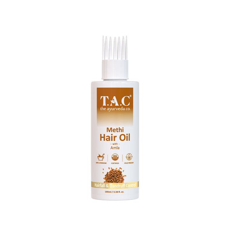 tac - the ayurveda co. methi hair oil with amla hairfall & dandruff control