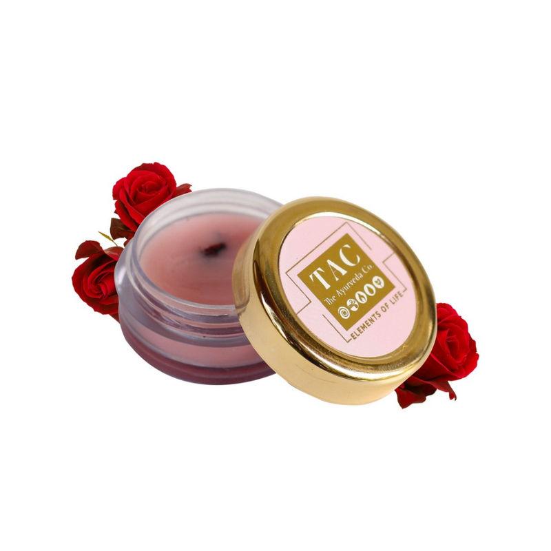 tac - the ayurveda co. rose lip balm for women, men for pigmented, dry and chapped lips
