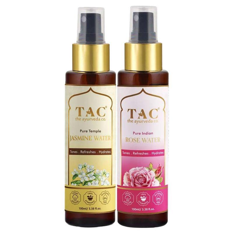tac - the ayurveda co. rose water & jasmine water face hydrating toner combo