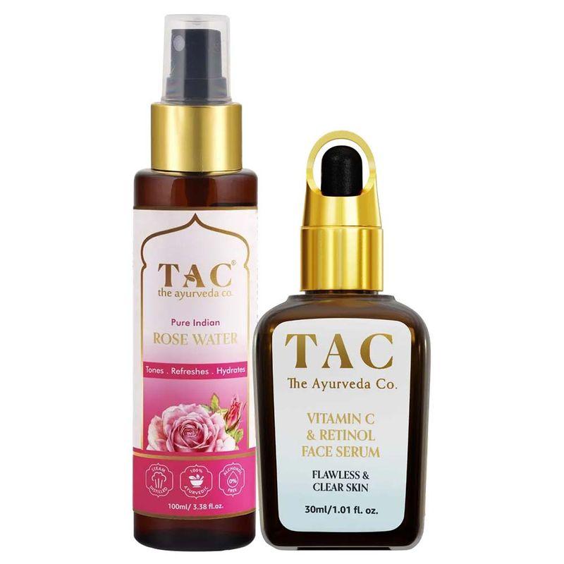 tac - the ayurveda co. rose water toner & vitamin c retinol anti ageing face serum