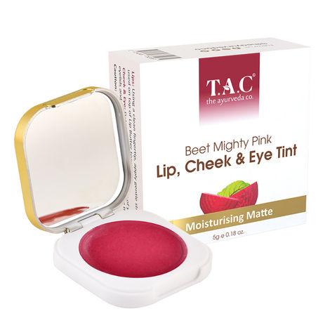 tac - the ayurveda co. beet mighty pink lip & cheek tint with moisturising matte, 5gm