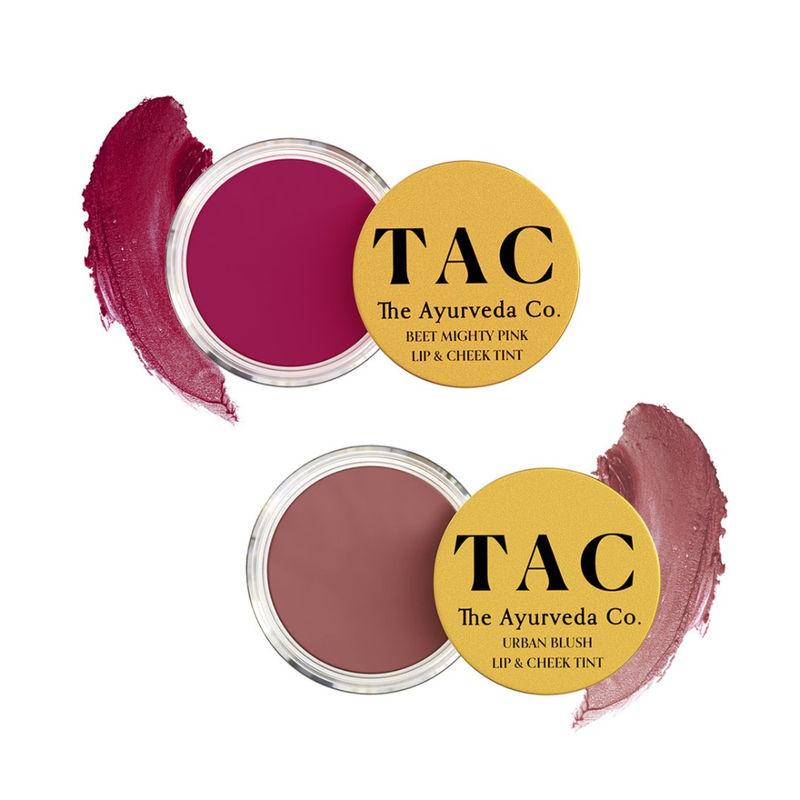 tac - the ayurveda co. combo of urban blush and beet mighty pink lip and cheek tint