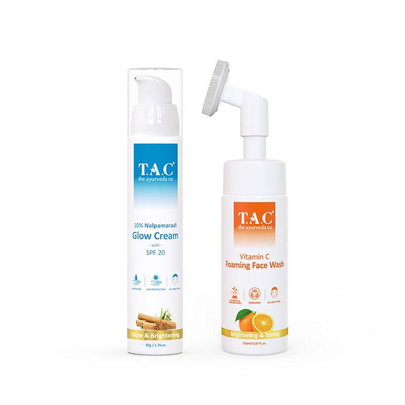tac - the ayurveda co. day cream for oily skin & vitamin c foaming face wash with hyaluronic acid