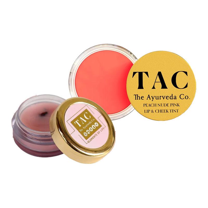 tac - the ayurveda co. peach lip and cheek tint & rose lip balm for dark lips,shea butter lip stain