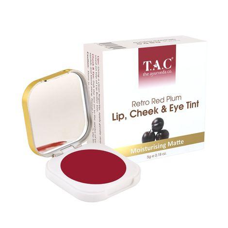 tac - the ayurveda co. retro red plum cheek & eye tint with moisturising matte, 5gm