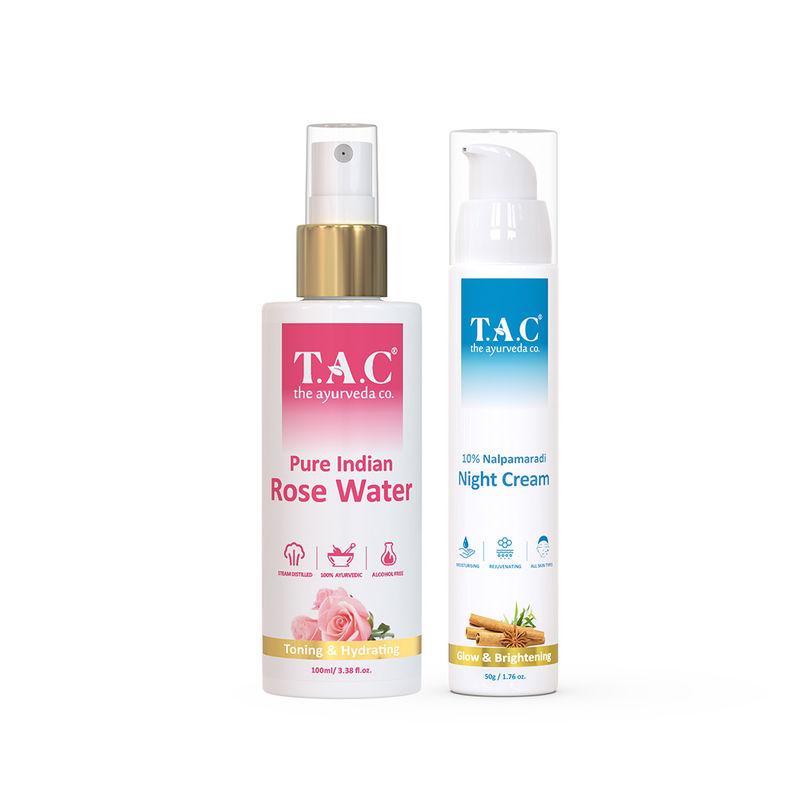 tac - the ayurveda co. rose water toner & anti aging night cream with natural retinol