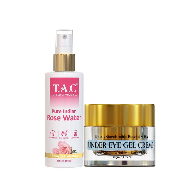 tac - the ayurveda co. rose water toner & under eye gel for dark circles