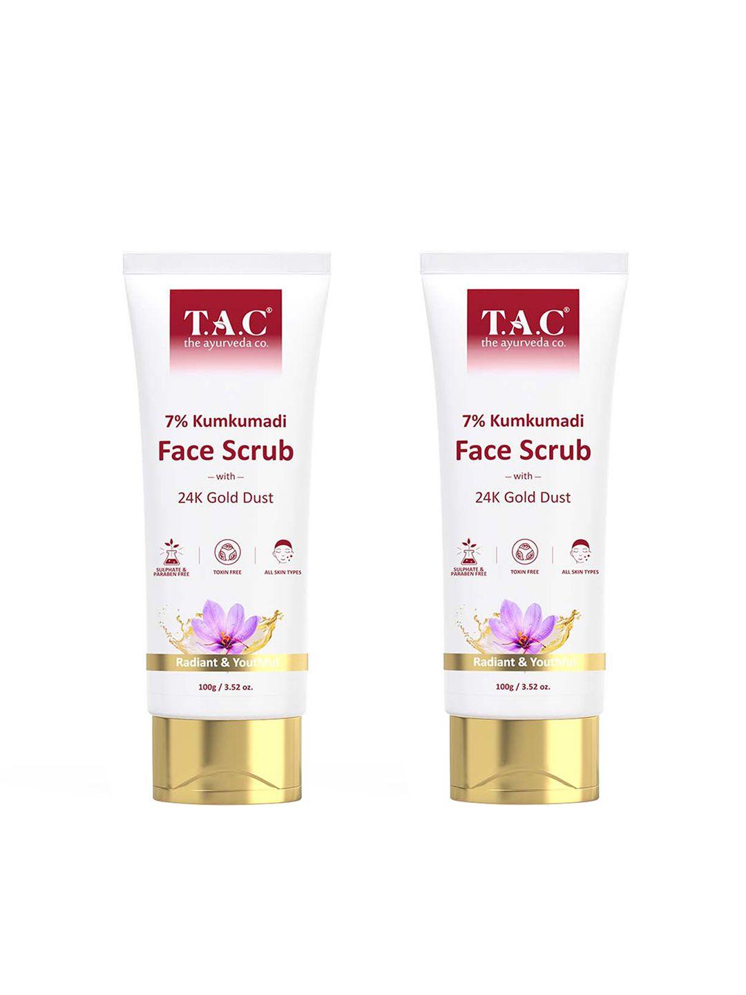 tac - the ayurveda co. set of 2 7% kumkumadi exfoliating face scrub -100g each