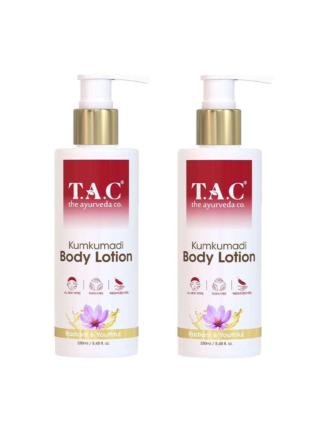 tac - the ayurveda co. set of 2 kumkumadi radiant & youthful body lotion - 250 ml each
