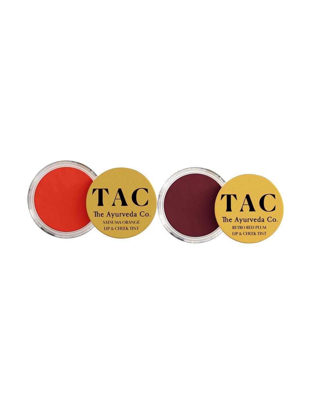 tac - the ayurveda co. set of 2 lip & cheek tint - satsuma orange & retro red pulp