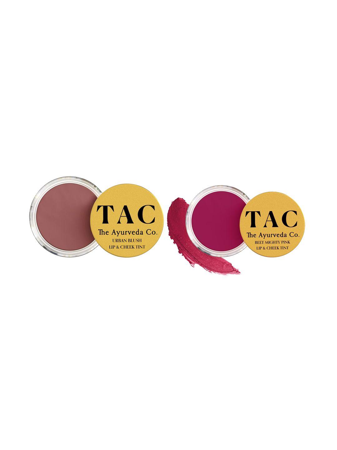 tac - the ayurveda co. set of 2 lip & cheek tints - urban blush & beet mighty pink