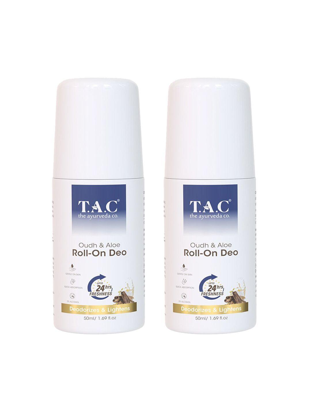 tac - the ayurveda co. set of 2 oudh & aloe roll on deodorants - 50 ml each