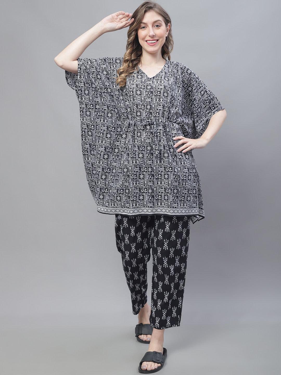 tag 7 bohemian printed pure cotton night suit