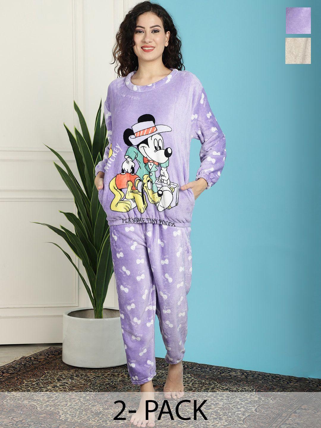 tag 7 pack of 2 mickey & pluto printed night suit