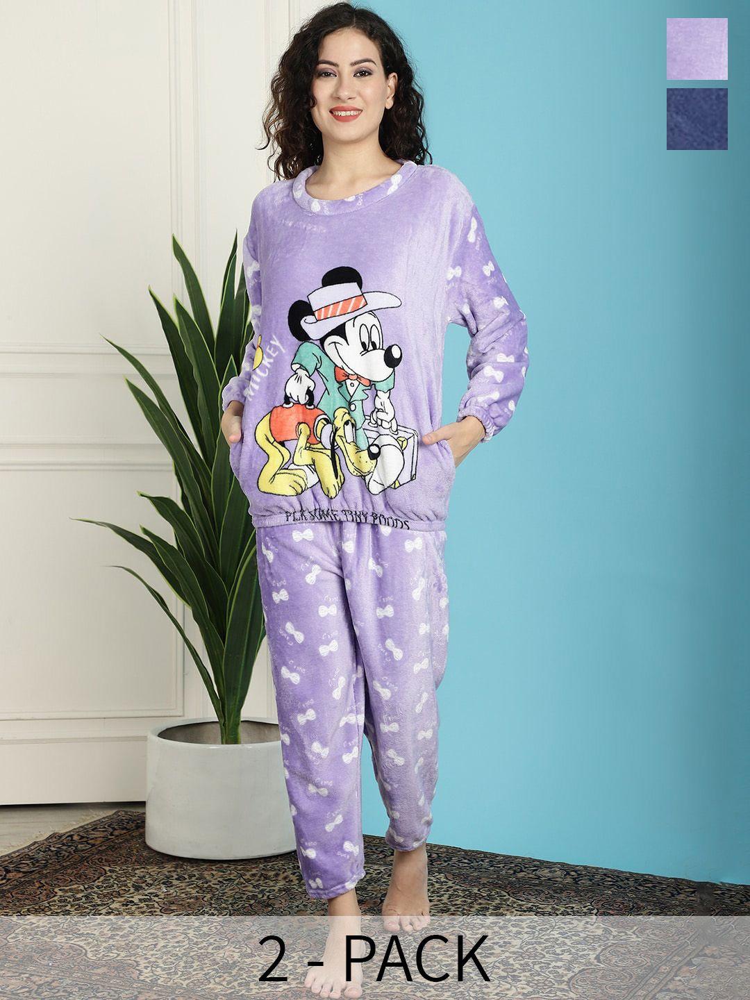 tag 7 pack of 2 mickey & pluto printed t-shirt with lounge pant