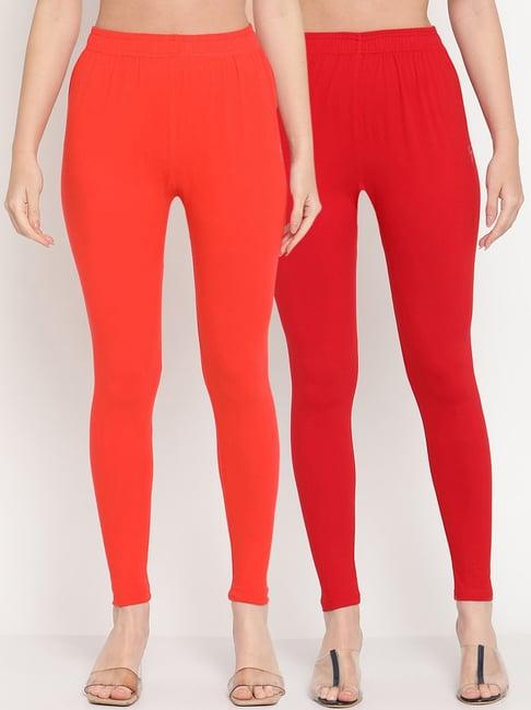 tag 7 red & orange cotton leggings - pack of 2