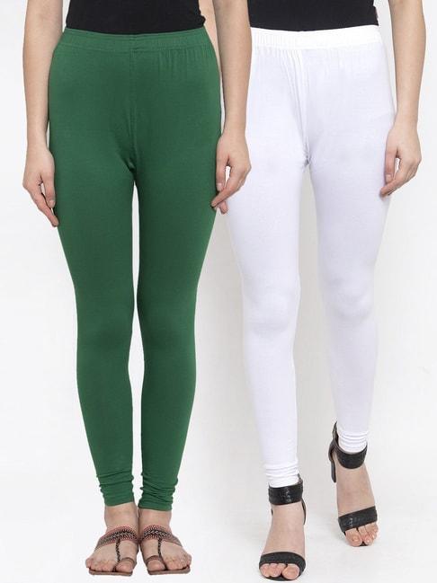 tag 7 white & dark green leggings - pack of 2