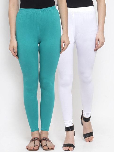 tag 7 white & turquoise leggings - pack of 2