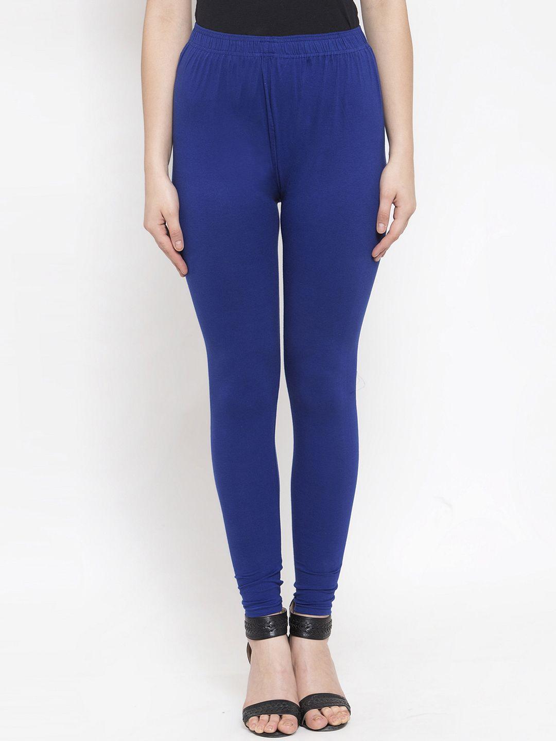 tag 7 women blue solid churidar -length leggings