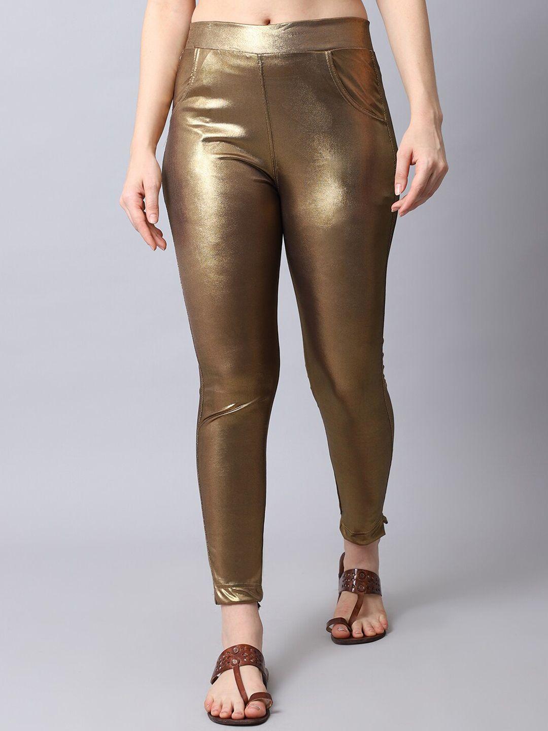tag 7 women copper solid ankle-length leggings