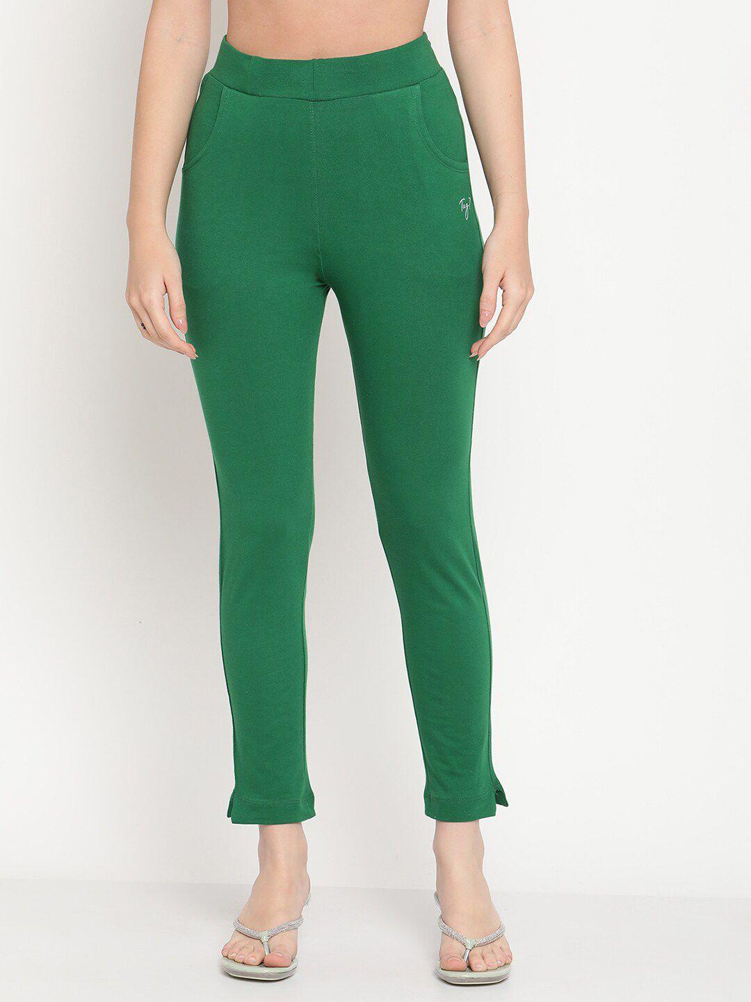 tag 7 women green solid jeggings
