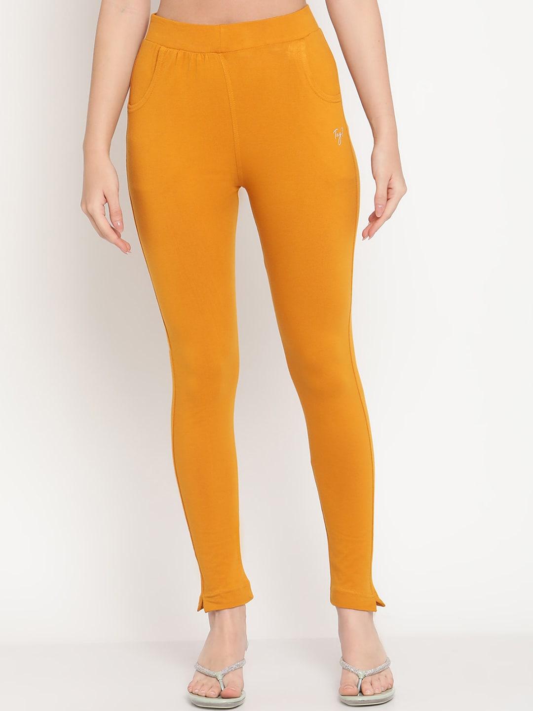 tag 7 women mustard solid leggings