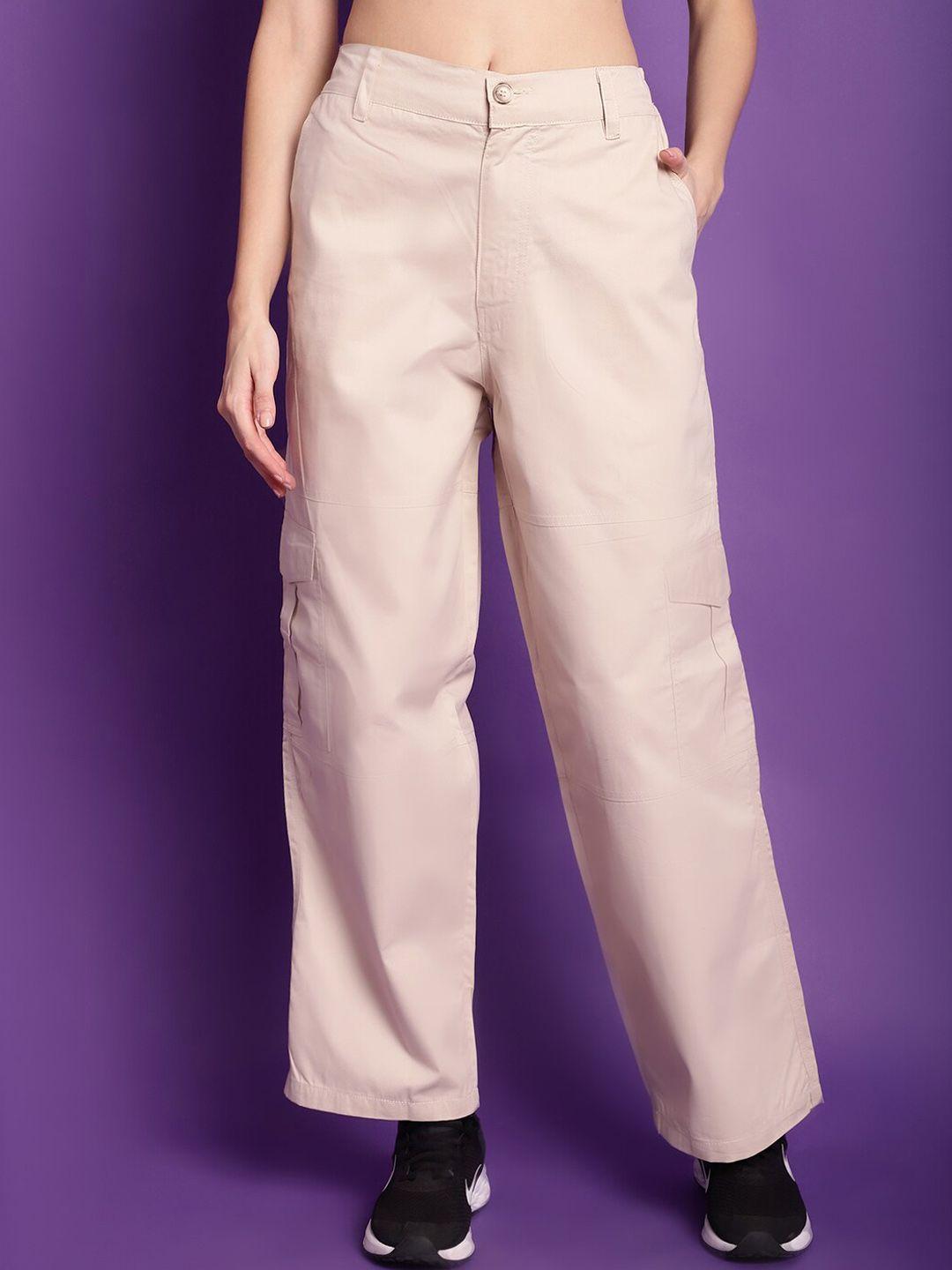 tag 7 women relaxed straight leg high rise cotton cargo trousers