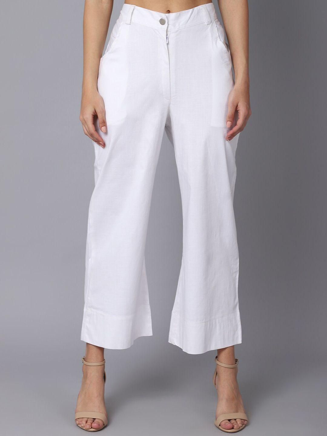 tag 7 women white smart flared trousers
