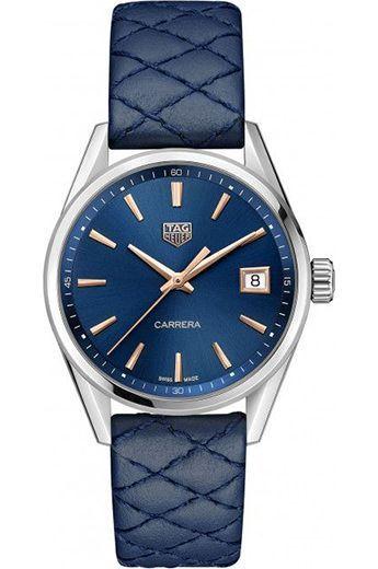 tag heuer carrera blue dial quartz watch with leather strap for women - wbk1312.fc8259