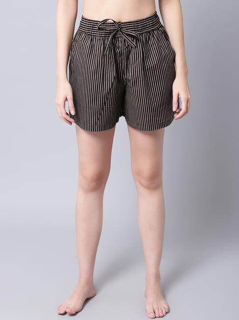 tag 7 black cotton striped shorts