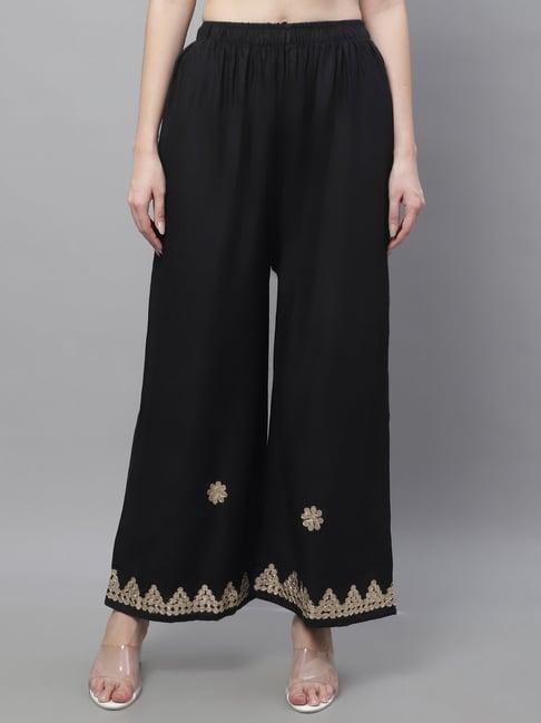 tag 7 black embellished rayon palazzos