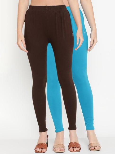 tag 7 blue & brown cotton leggings - pack of 2