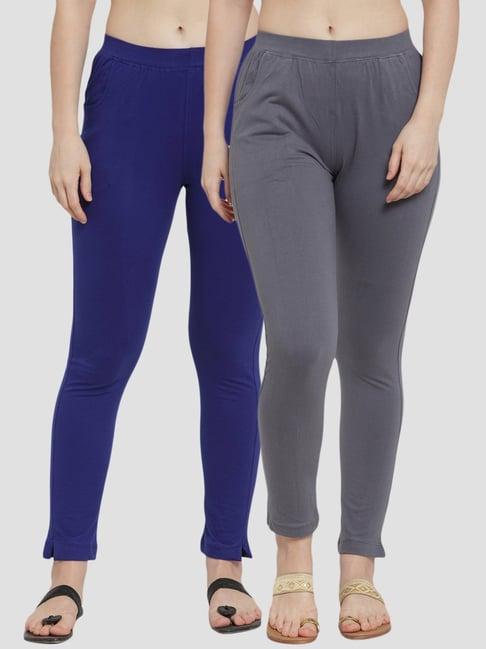 tag 7 blue & grey cotton leggings - pack of 2