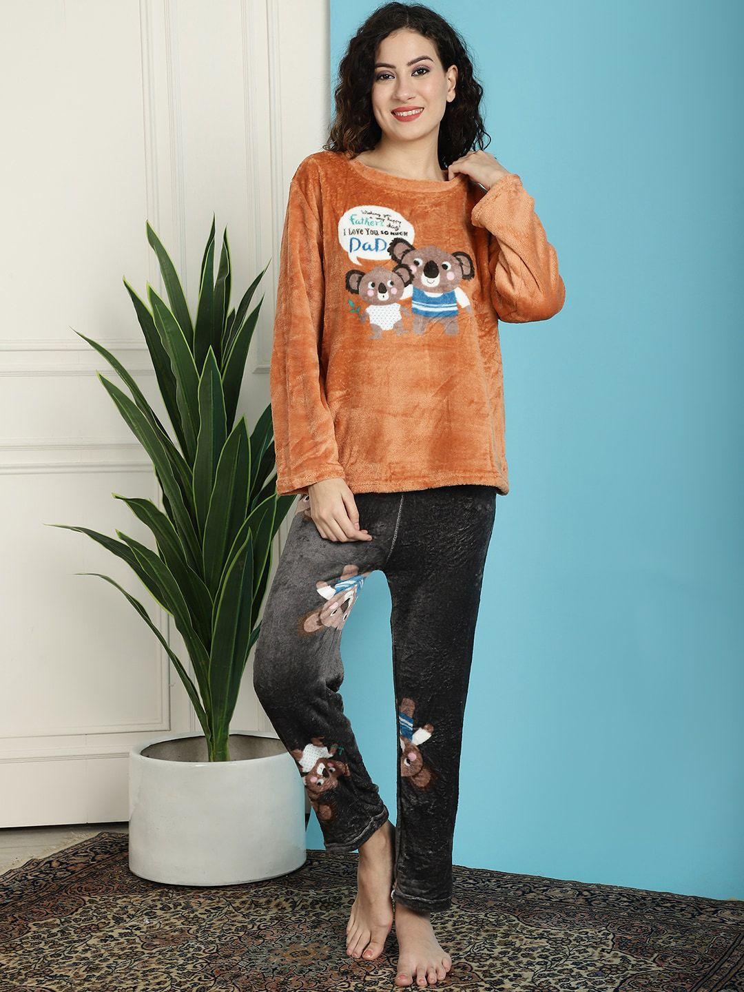 tag 7 conversational printed round neck long sleeves t-shirt & pyjamas