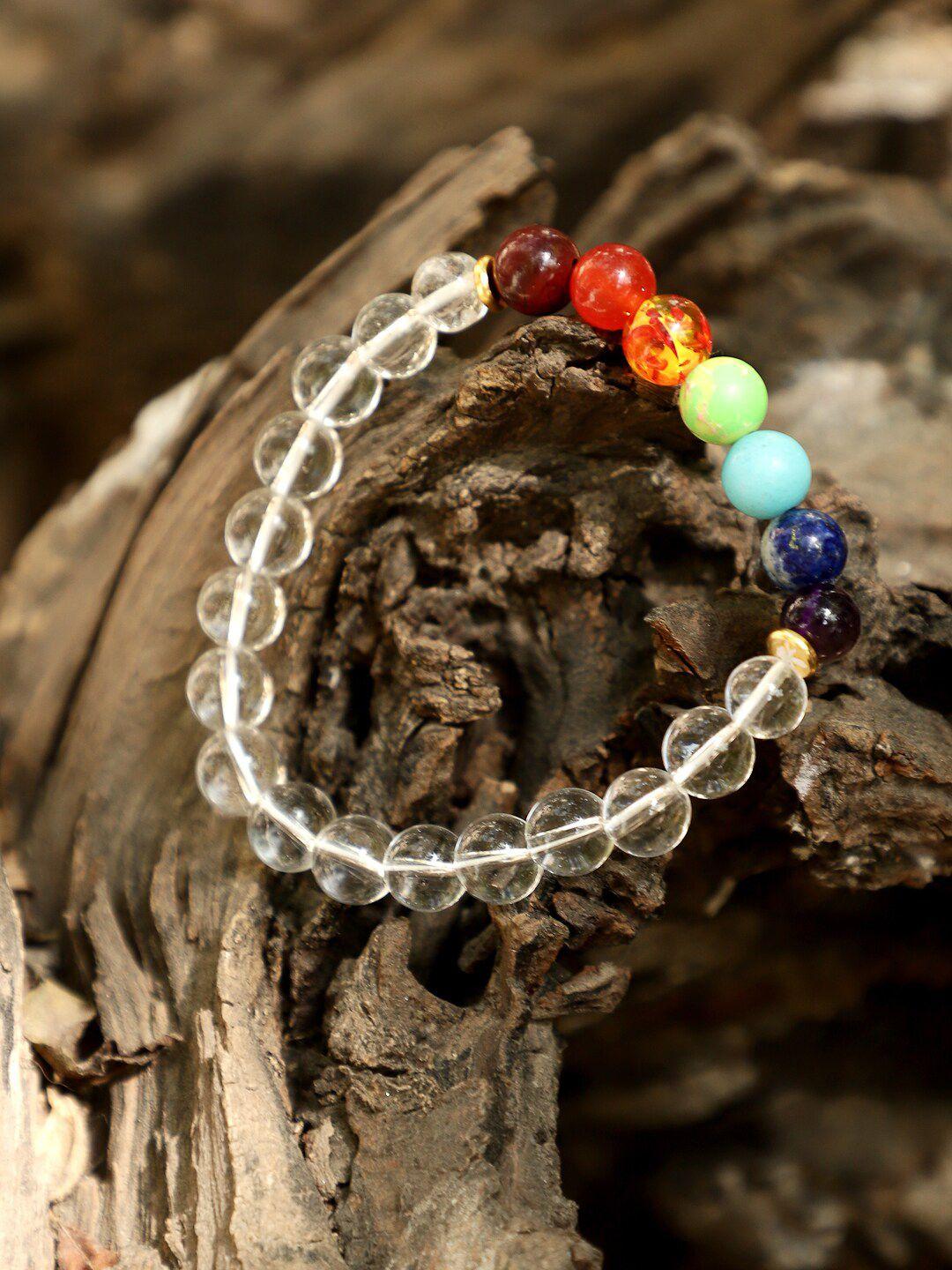 tag 7 crystals beaded elasticated bracelet