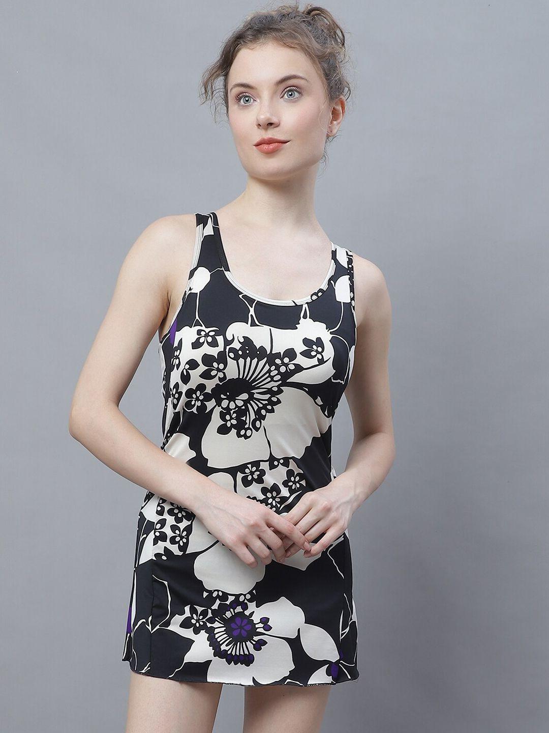 tag 7 floral printed full coverage a-line swimming dress