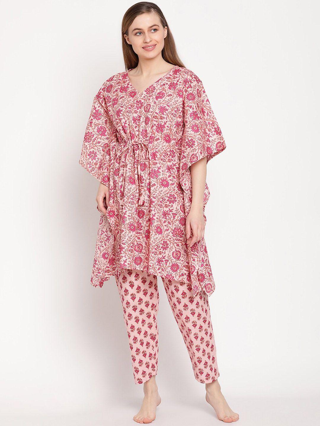 tag 7 floral printed kaftan night suit