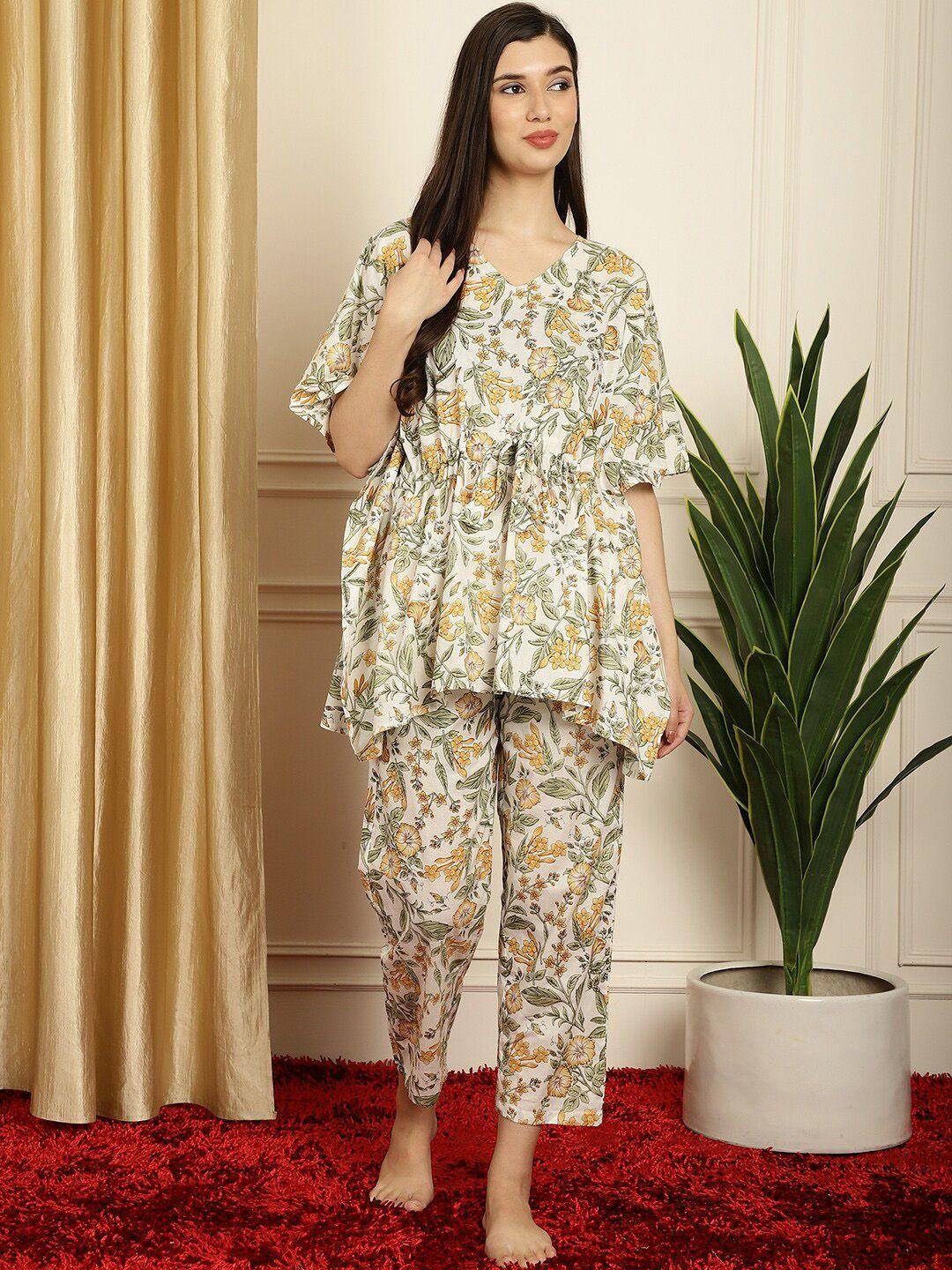 tag 7 floral printed pure cotton night suit