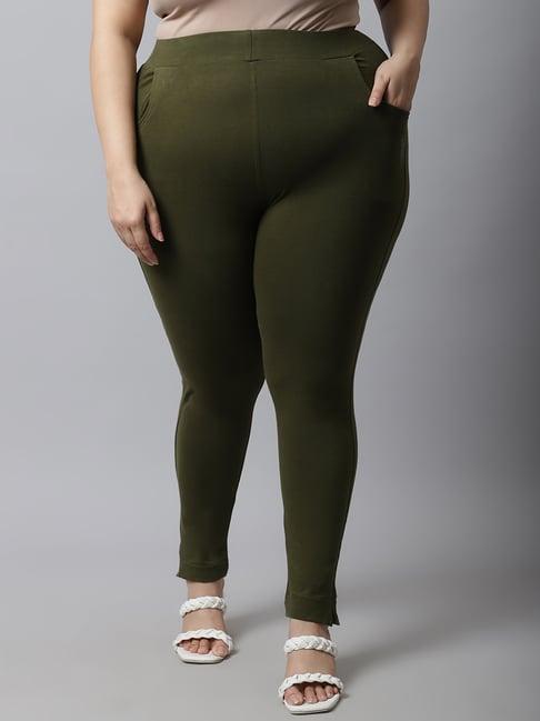 tag 7 green cotton plain leggings