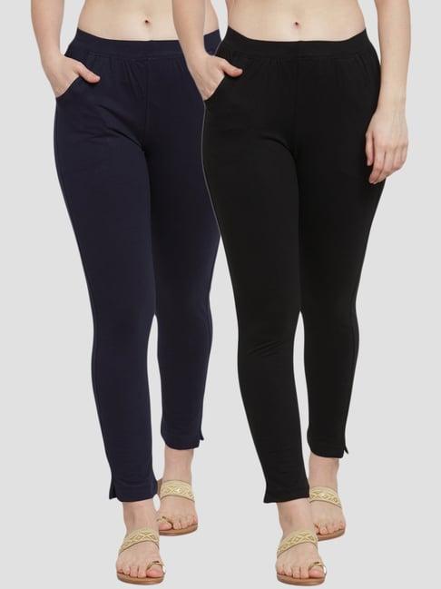 tag 7 navy & black cotton leggings - pack of 2