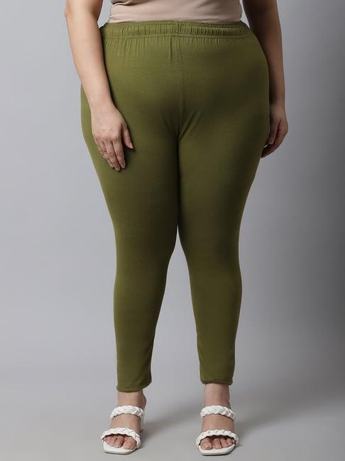 tag 7 olive green cotton plain leggings