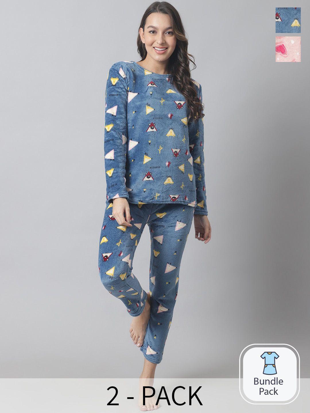 tag 7 pack of 2 conversational printed woollen night suits