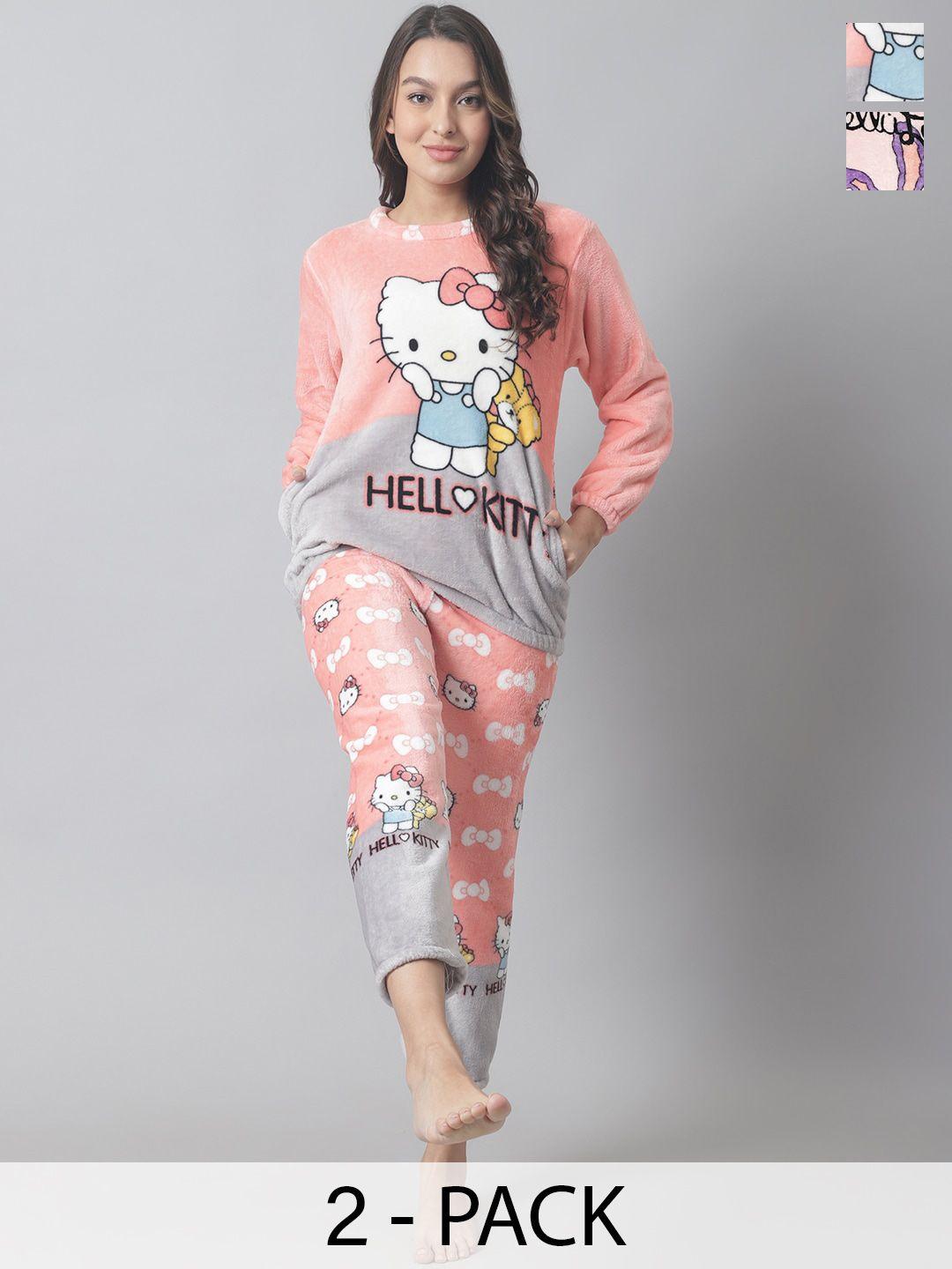 tag 7 pack of 2 hello kitty printed long sleeve night suits