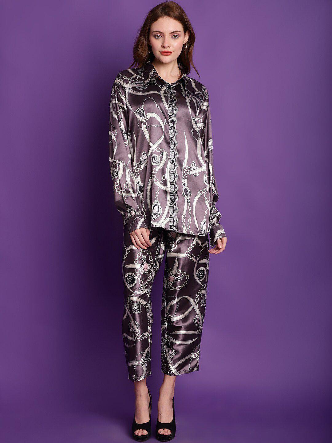 tag 7 printed loose-fit shirt & trousers