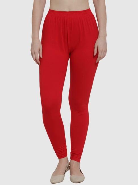 tag 7 red cotton regular fit leggings