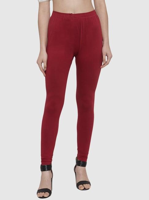 tag 7 red cotton regular fit leggings