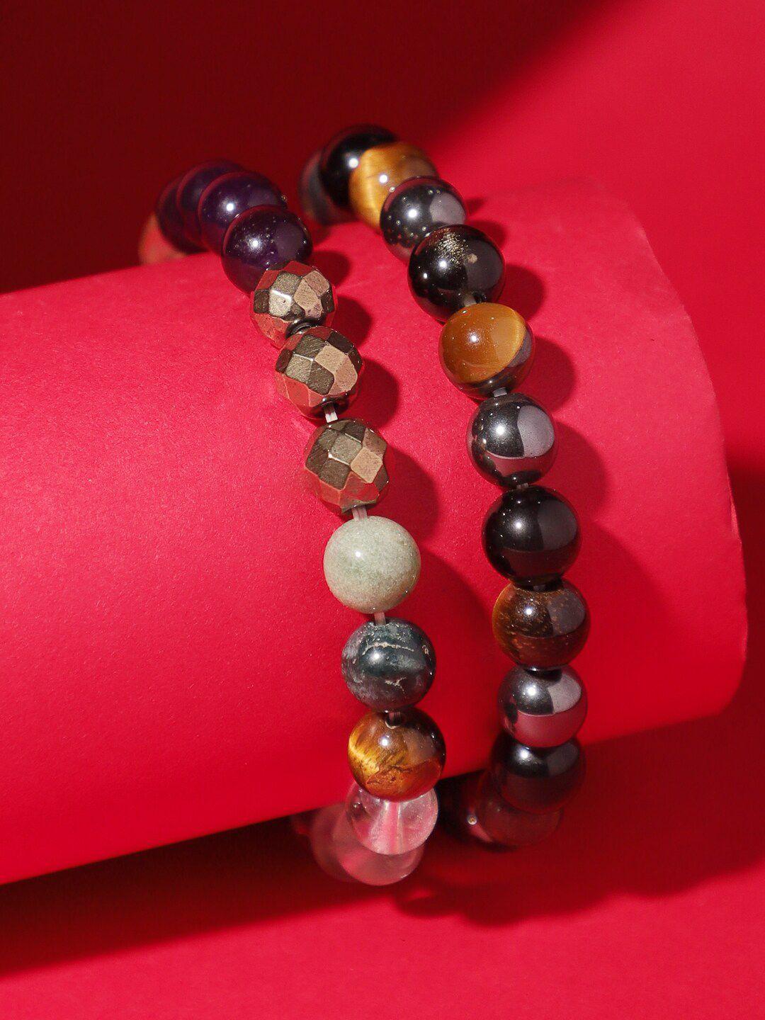 tag 7 set of 2 natural stone tigers eye bracelet