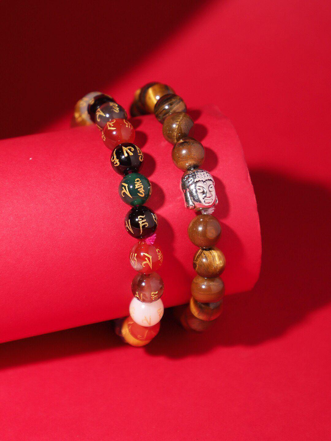 tag 7 set of 2 natural stone tigers eye bracelet