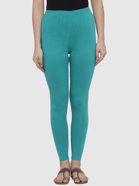tag 7 turquoise cotton regular fit leggings