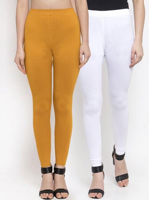 tag 7 white & mustard leggings - pack of 2